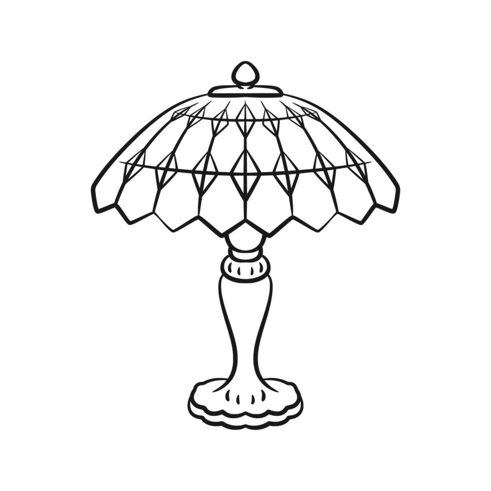 Vintage Retro Night Lamp Line Art vector