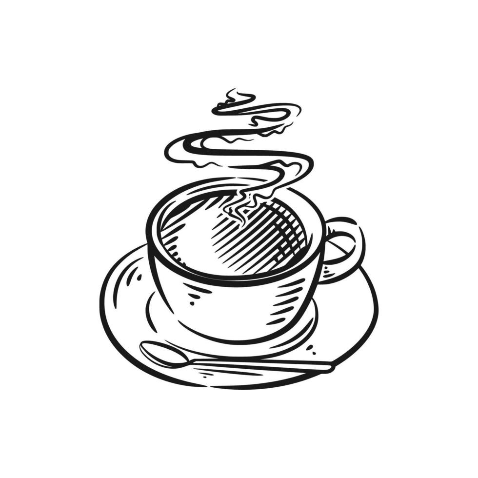 Minimalist Line Art Coffee Cup with Steam vector