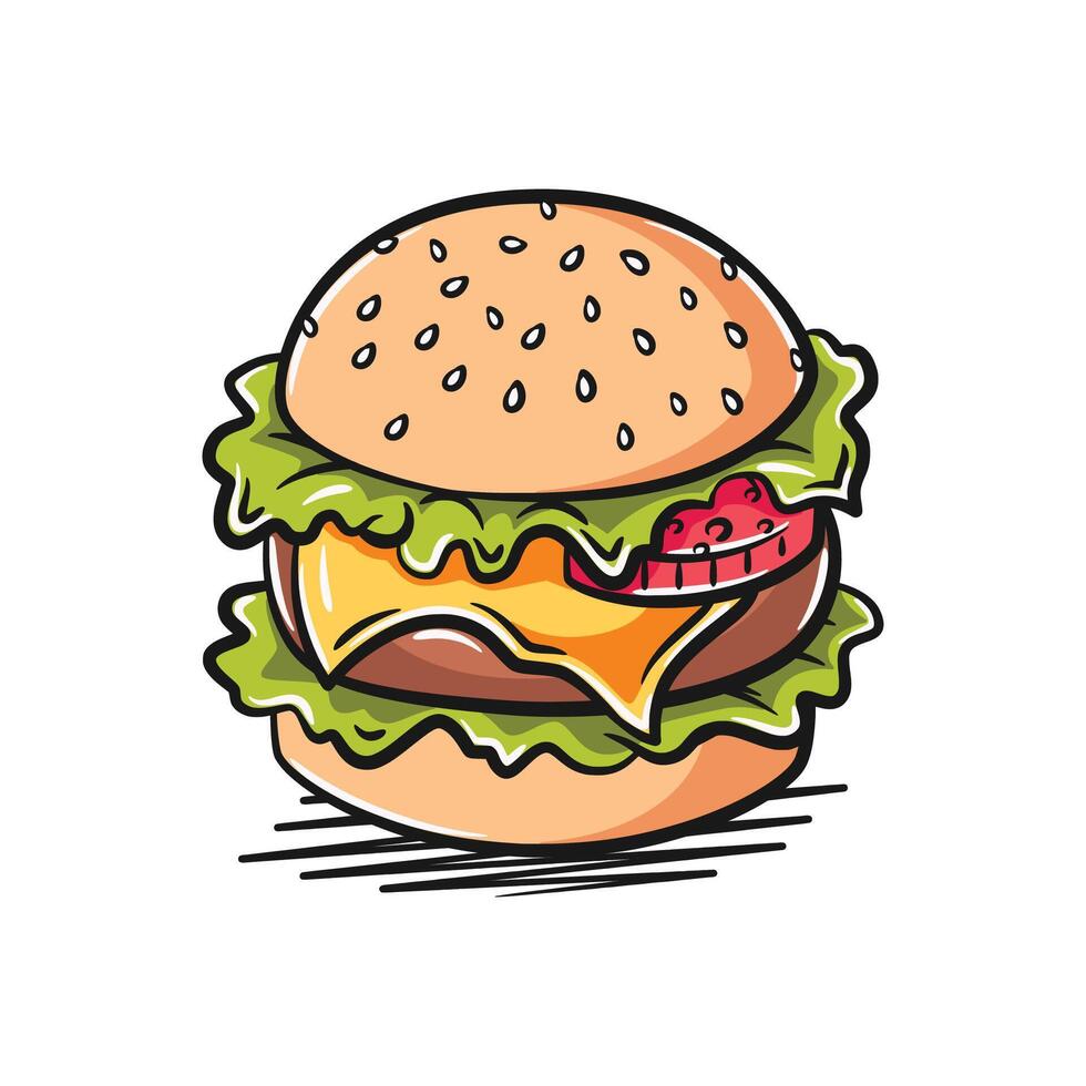 Juicy Hamburger with Melted Cheese vector
