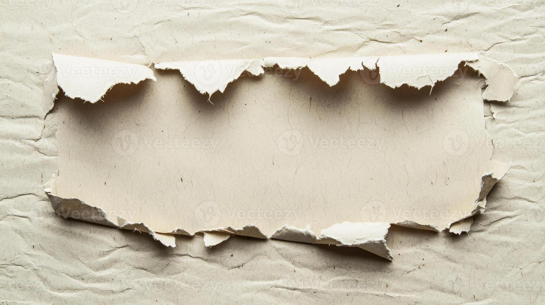 Torn Paper Texture with Rough Edges on Wrinkled Sheet Close-up photo