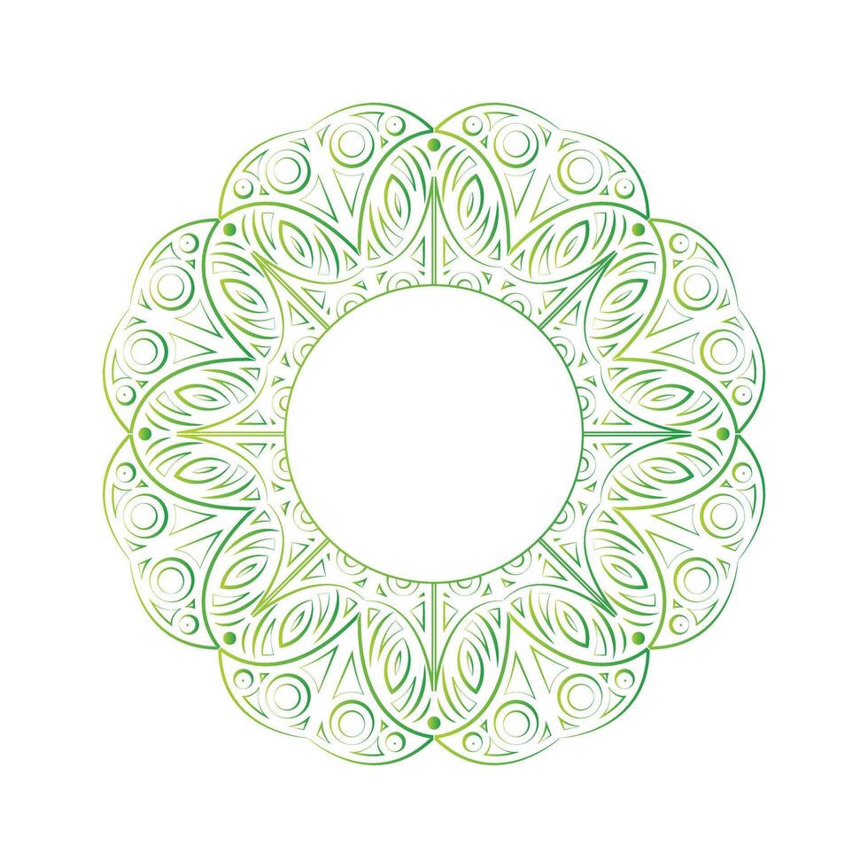 Elegant Green art round border frame design vector