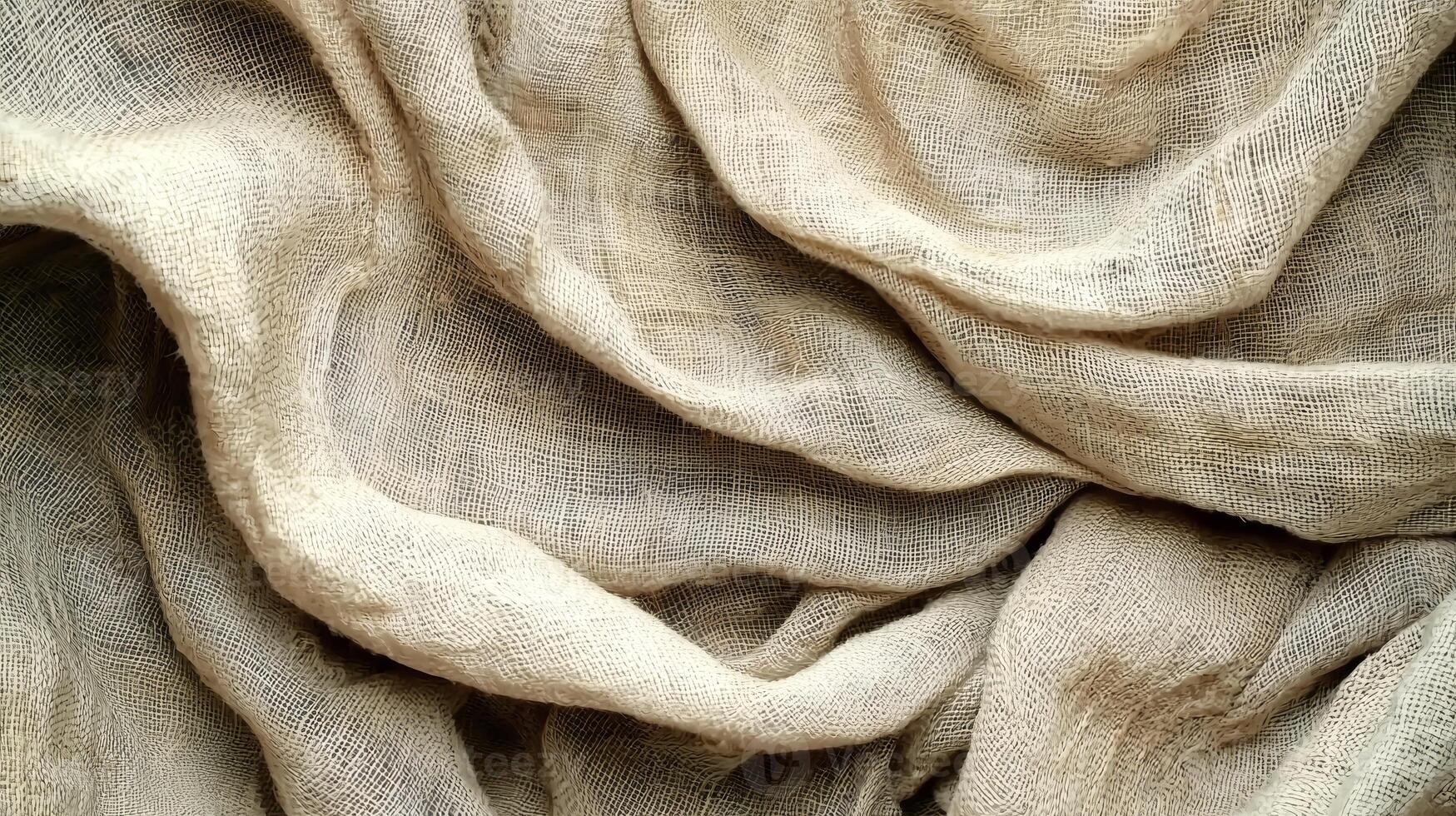 Textured Beige Fabric Draping Creates Abstract Waves and Soft Shadows photo
