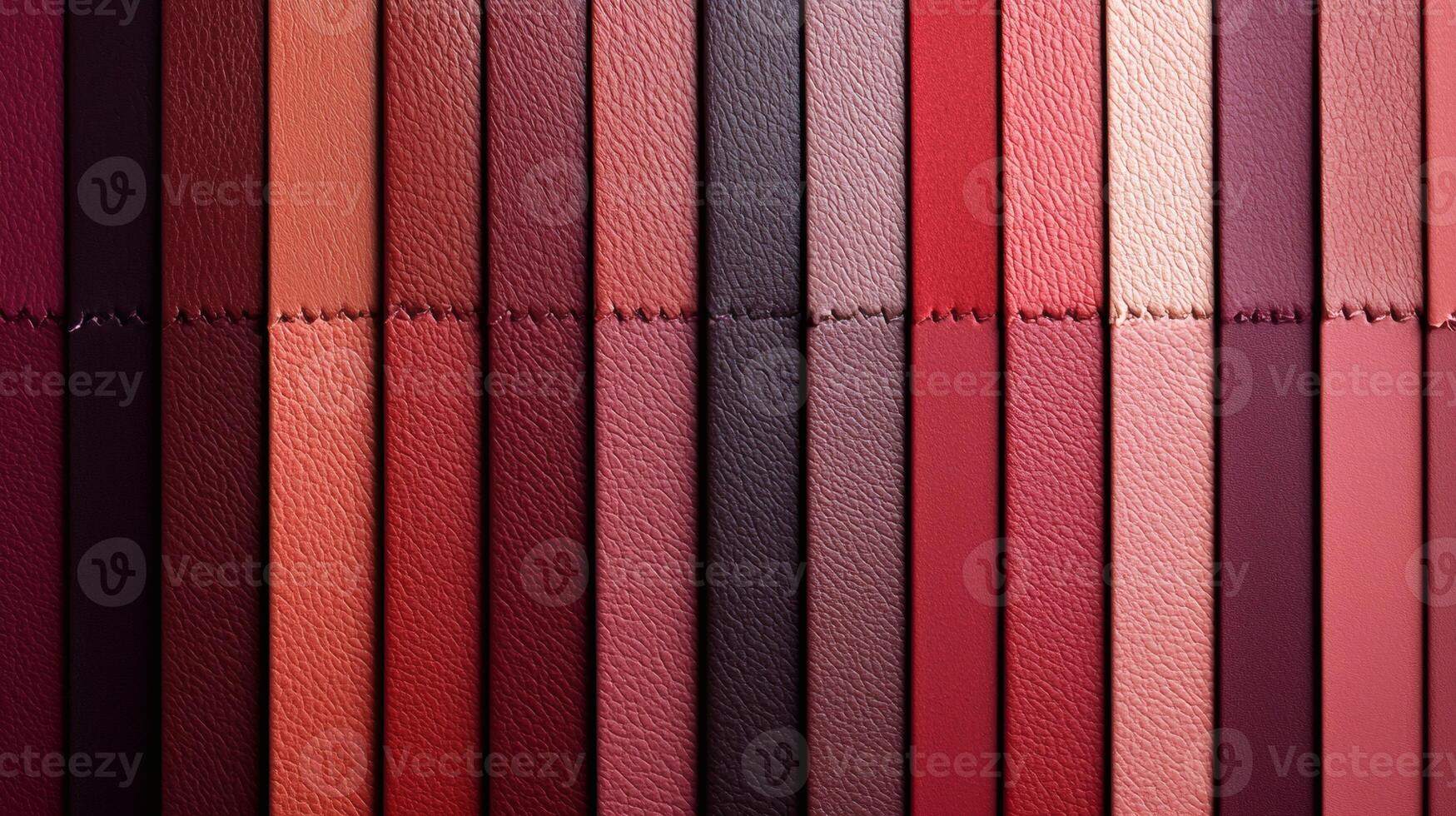Leather Swatches in Various Shades of Red with Visible Stitching Detail photo