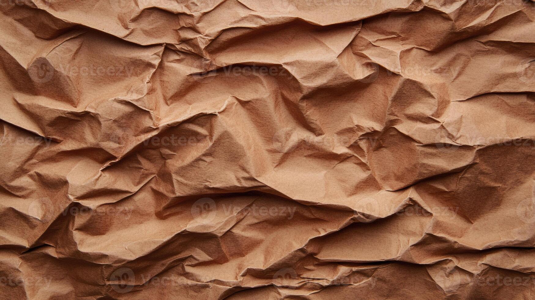 Crumpled Brown Paper Texture with Shadows and Highlights for Background Use photo