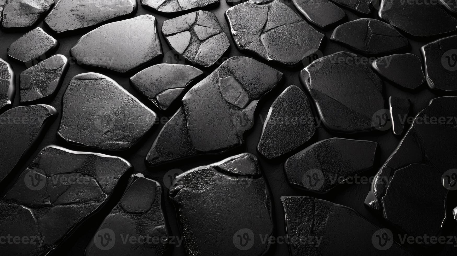 Black Rock Stone Texture Surface Background with Smooth Shiny Look photo