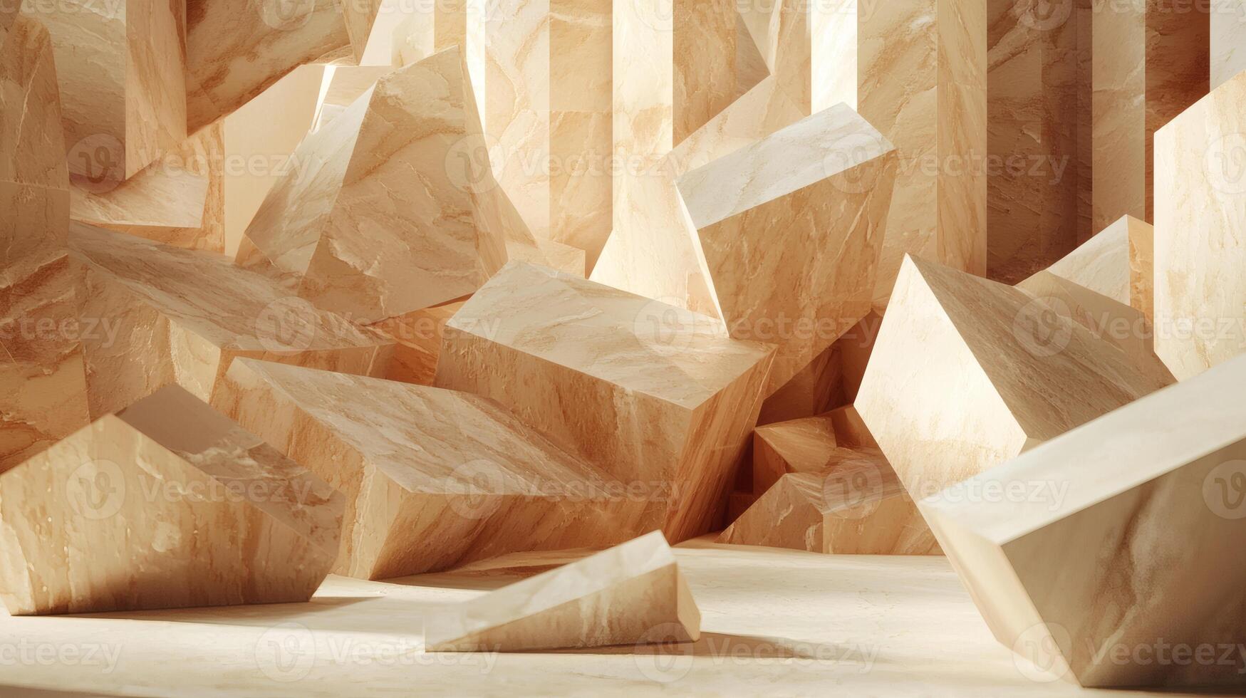 Abstract Geometric Stone Forms Creating a Minimalist Interior Landscape photo