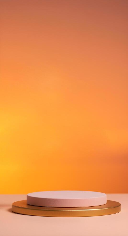 An empty podium with a golden background photo