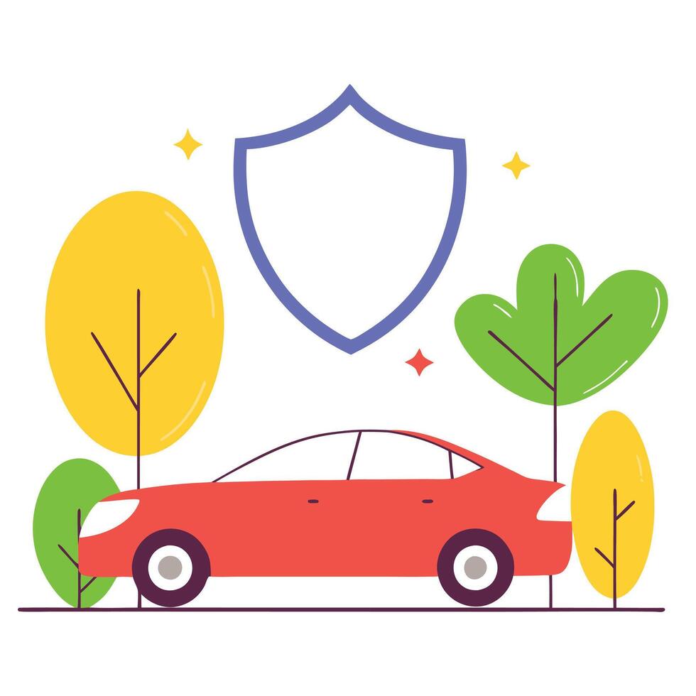 Green illustration of a cartoon car, a classic automobile for family travel vector