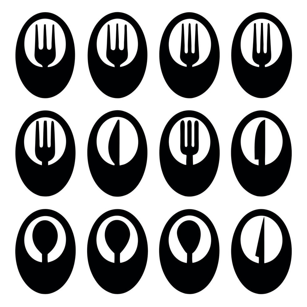 Black and White Fork Icons for Restaurant or Food Design vector