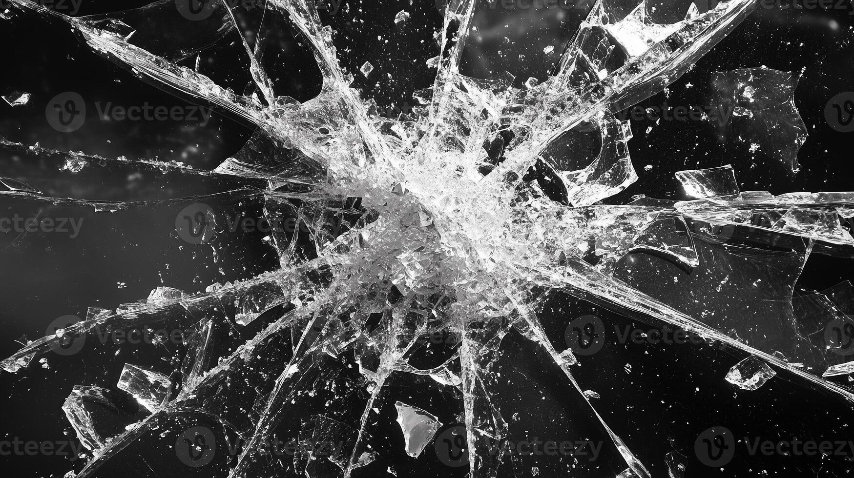 Broken glass surface isolated on black background. 6 photo