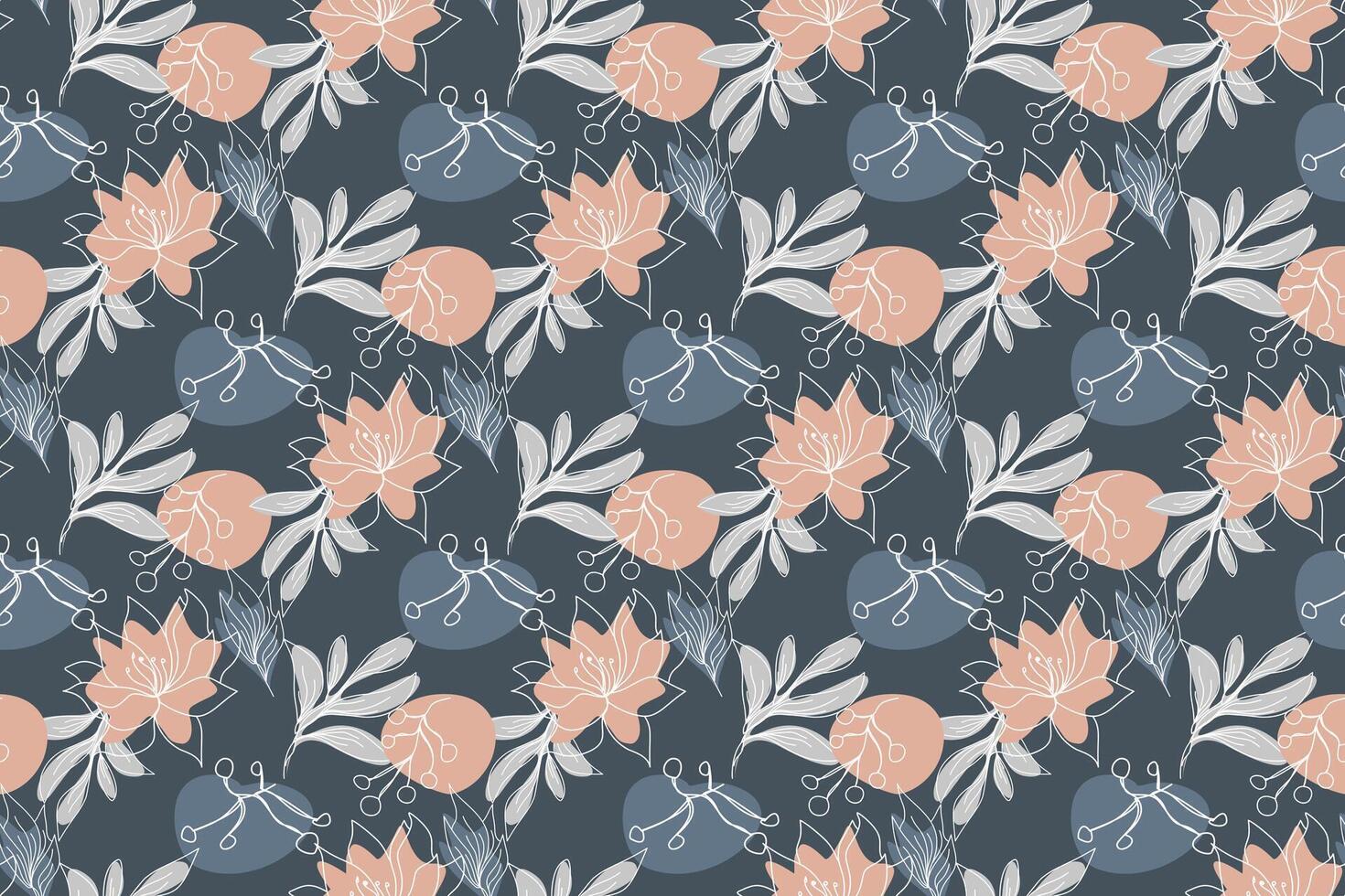 Seamless pattern with abstract floral elements color palette, vector