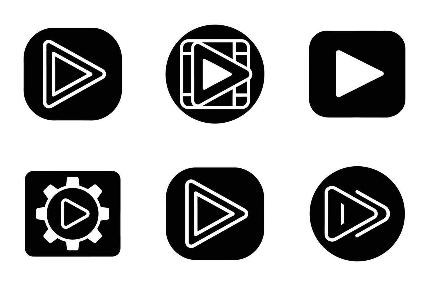 Outline Silhouette Play Icons Collection vector