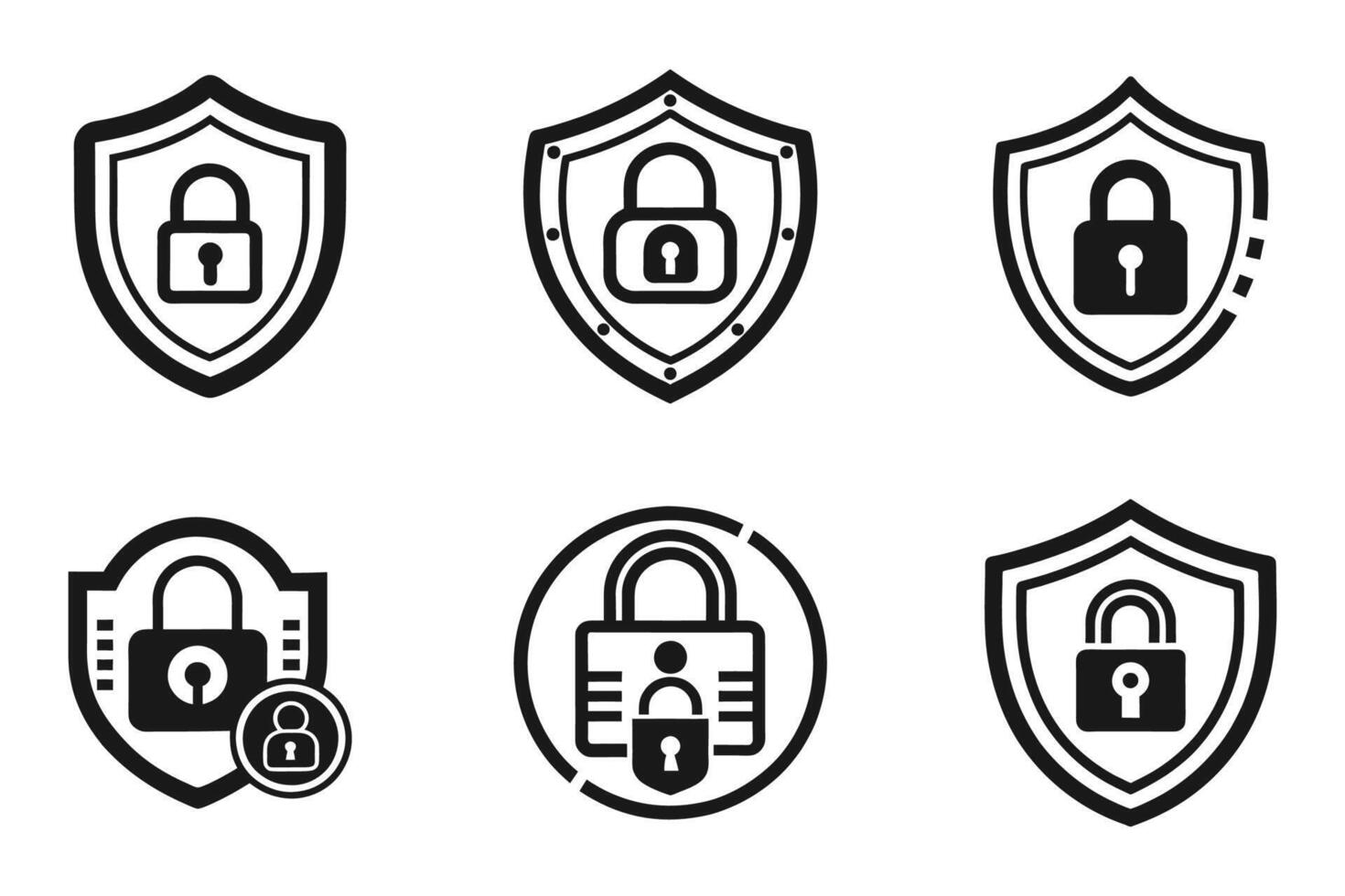 Privacy Icon Bundle in Outline Silhouette vector