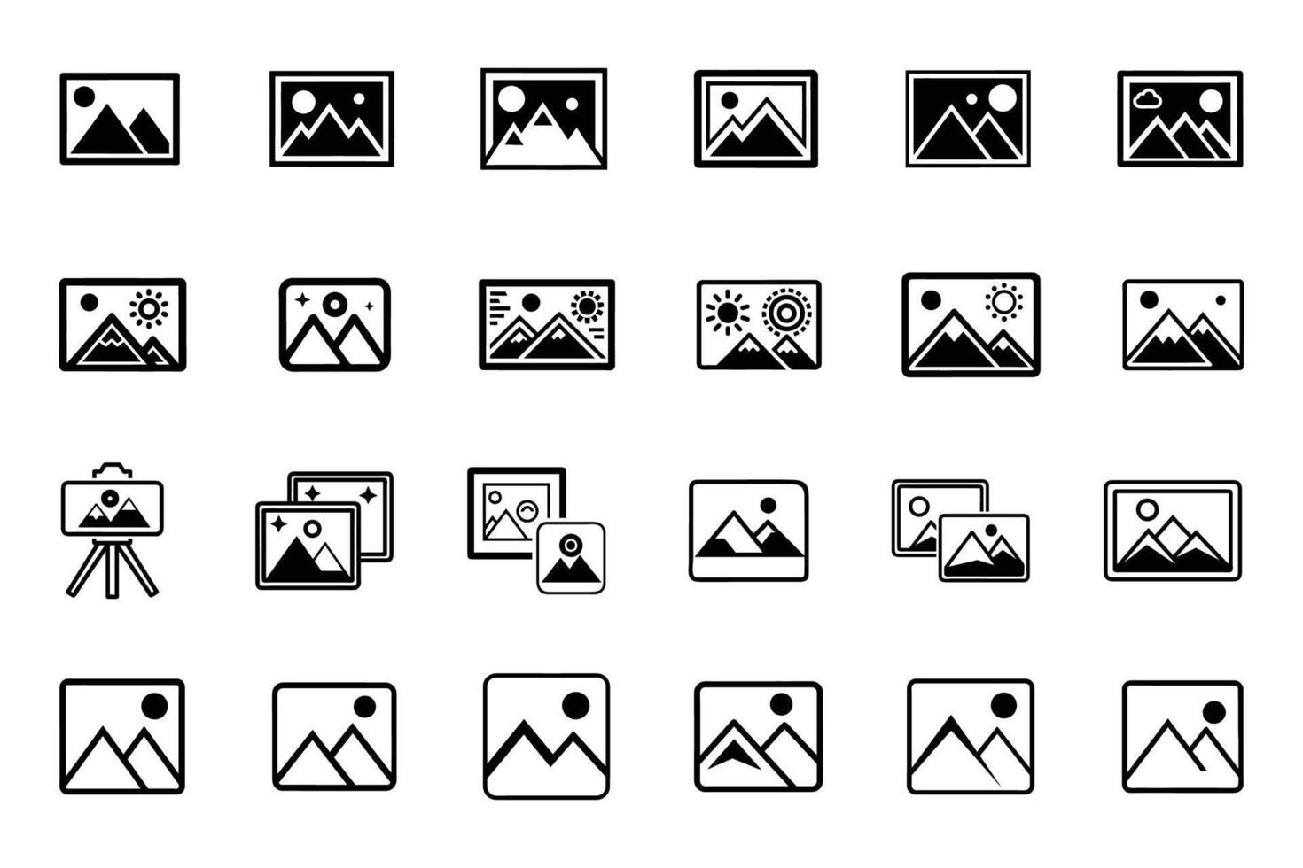 Image Silhouette and Outline Icons vector