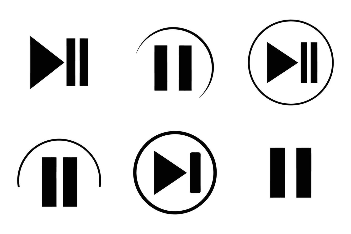 Minimal Pause Silhouette Icon Set vector