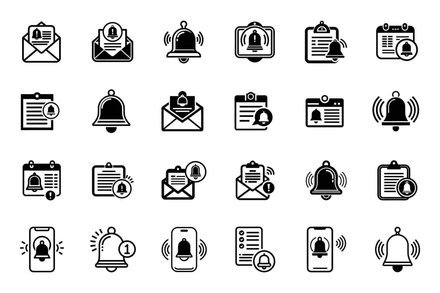Minimalist notification bell icon collection vector