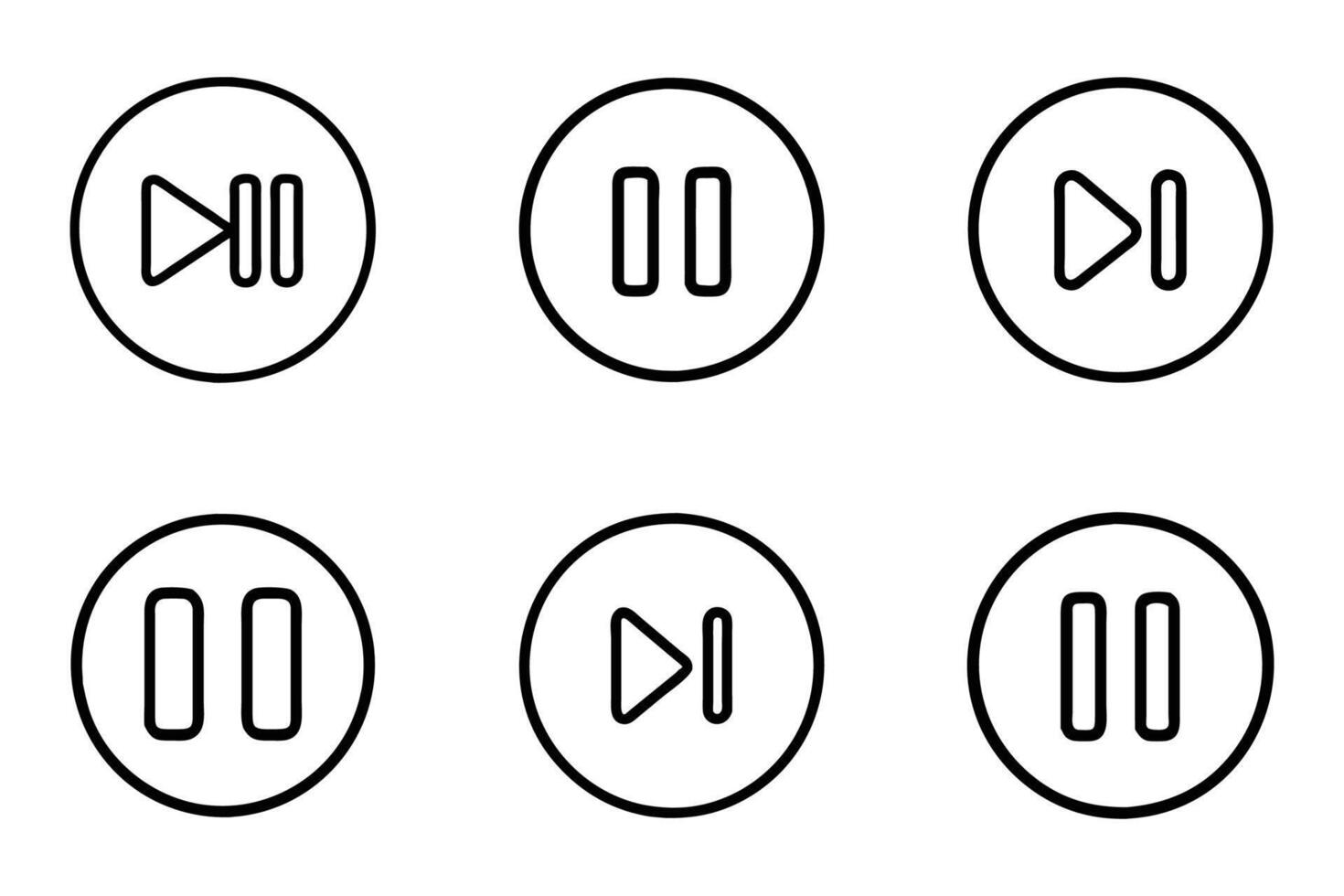 Flat Pause Outline Icon Pack vector
