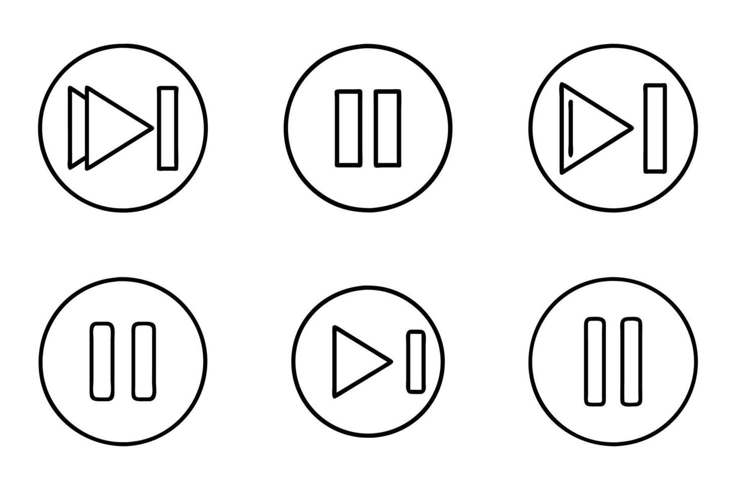 Pause Icon Bundle in Outline Silhouette vector