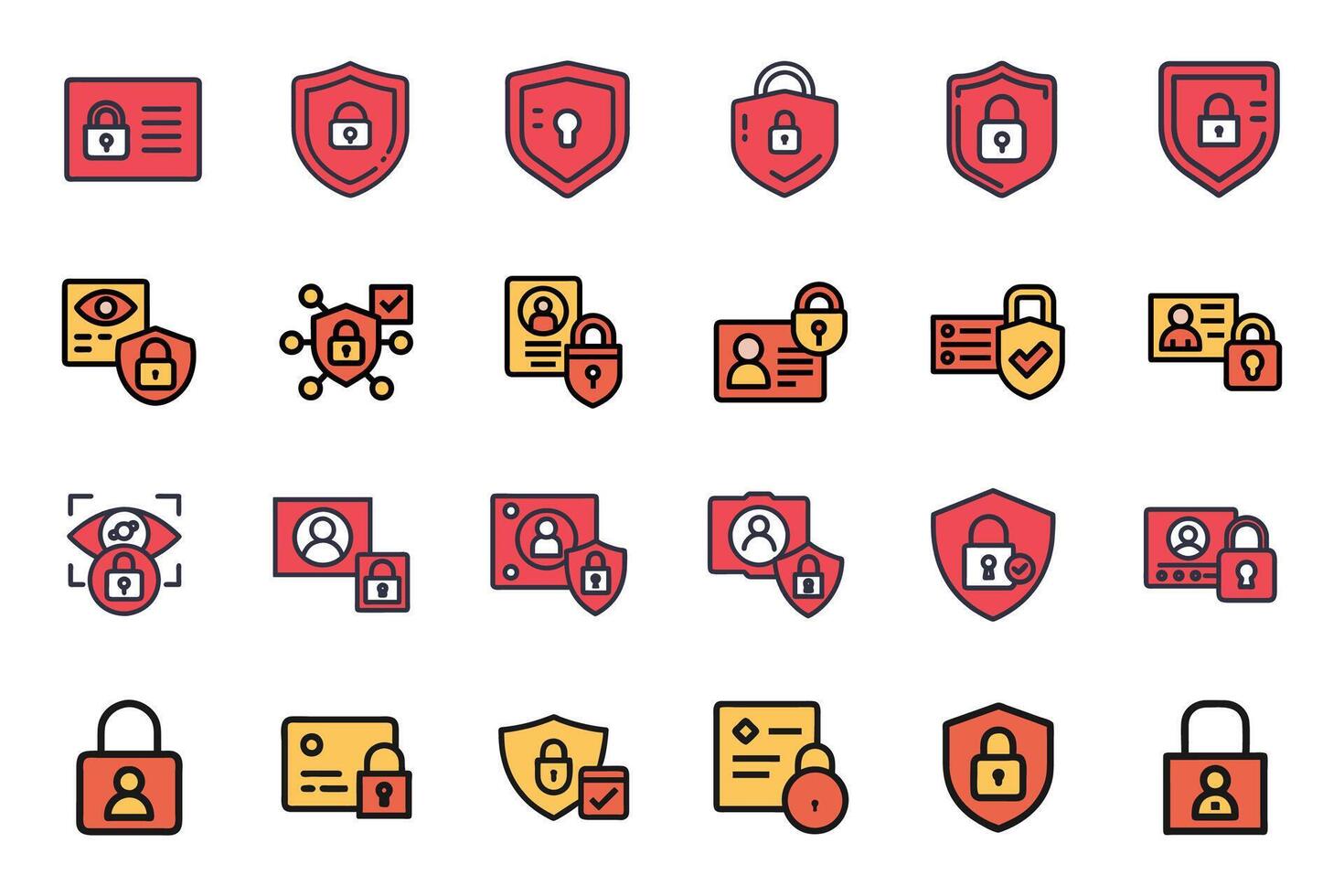 Privacy Icon Set with Minimal Outline Design vector