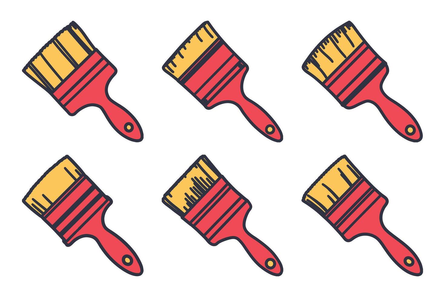 Paint brush icons in silhouette style vector