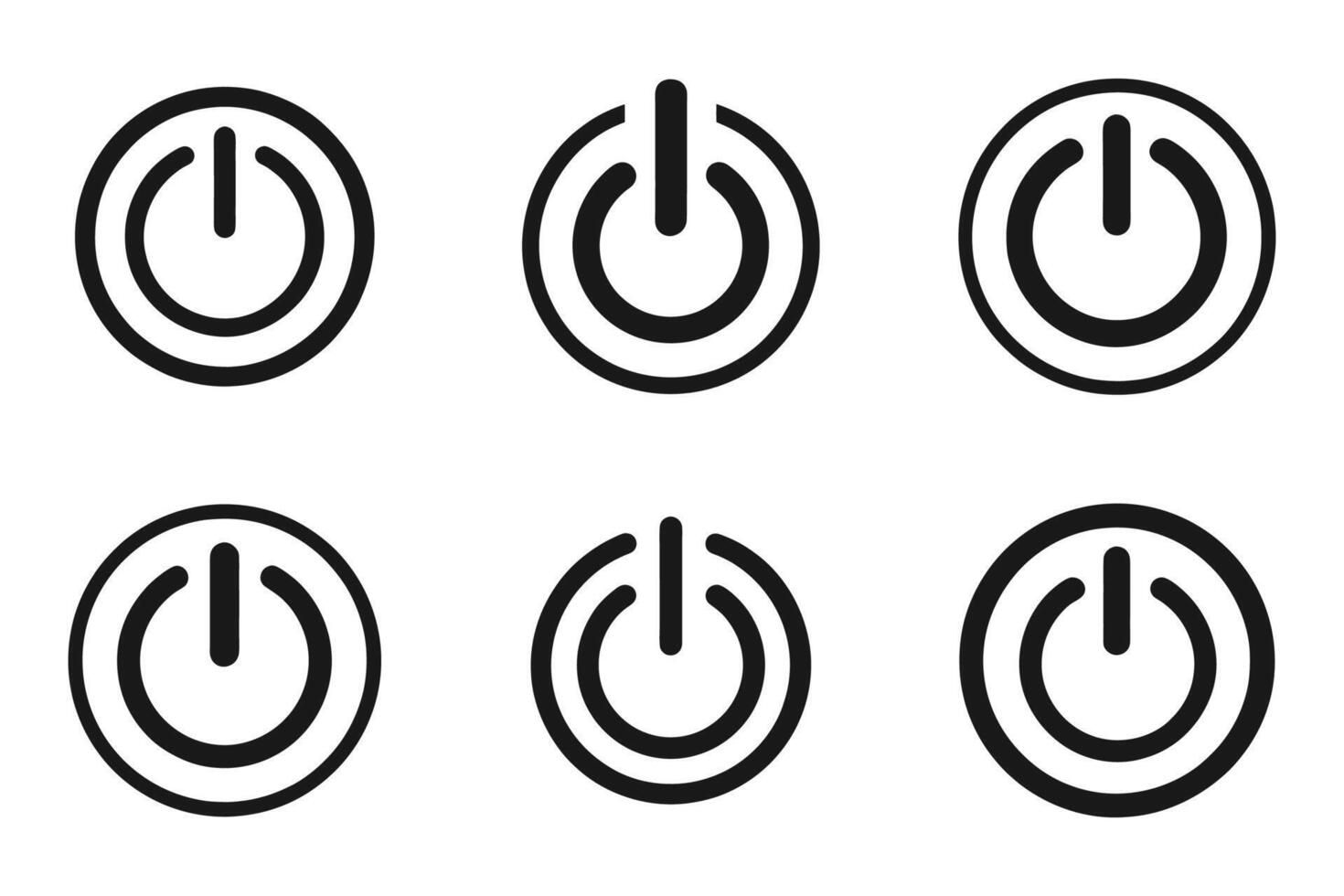 Minimalistic Power Button Outline Icon Bundle vector