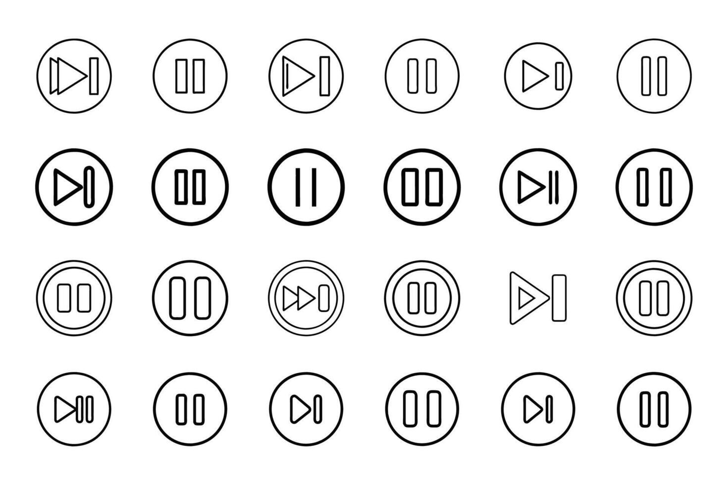 Pause Icon Set with Clean Outline Design vector