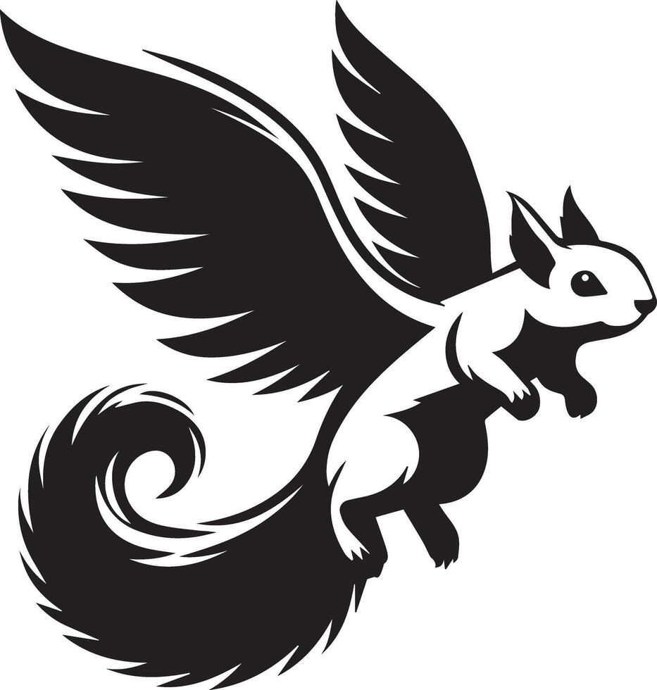 Flying Squirrel silhouette illustration bundle and white background vector