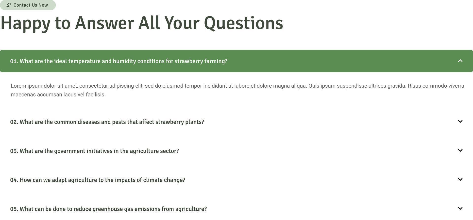 FAQ,S Section AGRICULTURALE WEBSITE TEMPLATE vector