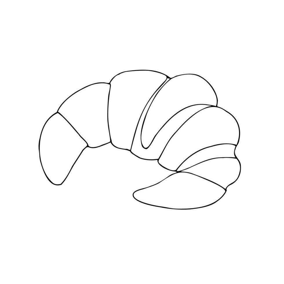 freshly baked croissant. Graphic ink French pastry illustration isolated on background. Hand drawn line sketch. For designers, prints, logo, icon, menu, postcards, holiday, covers vector