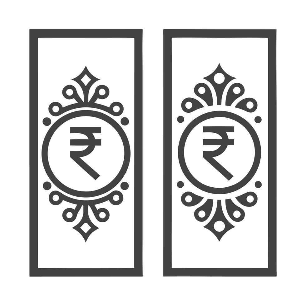 Indian Rupee Symbols with Ornate Border Design vector