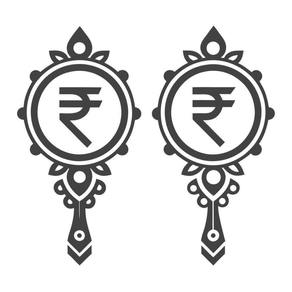 Indian Rupee Symbol Decorated with Ornamental Design vector