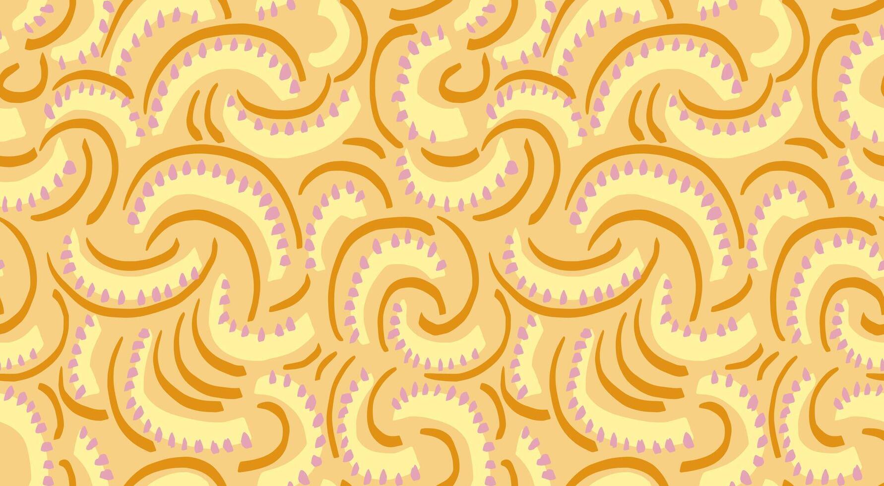 Contemporary yellow seamless pattern with abstract organic shapes. Unique irregular semicircular forms print. Simple background ornament. hand drawn sketch vector