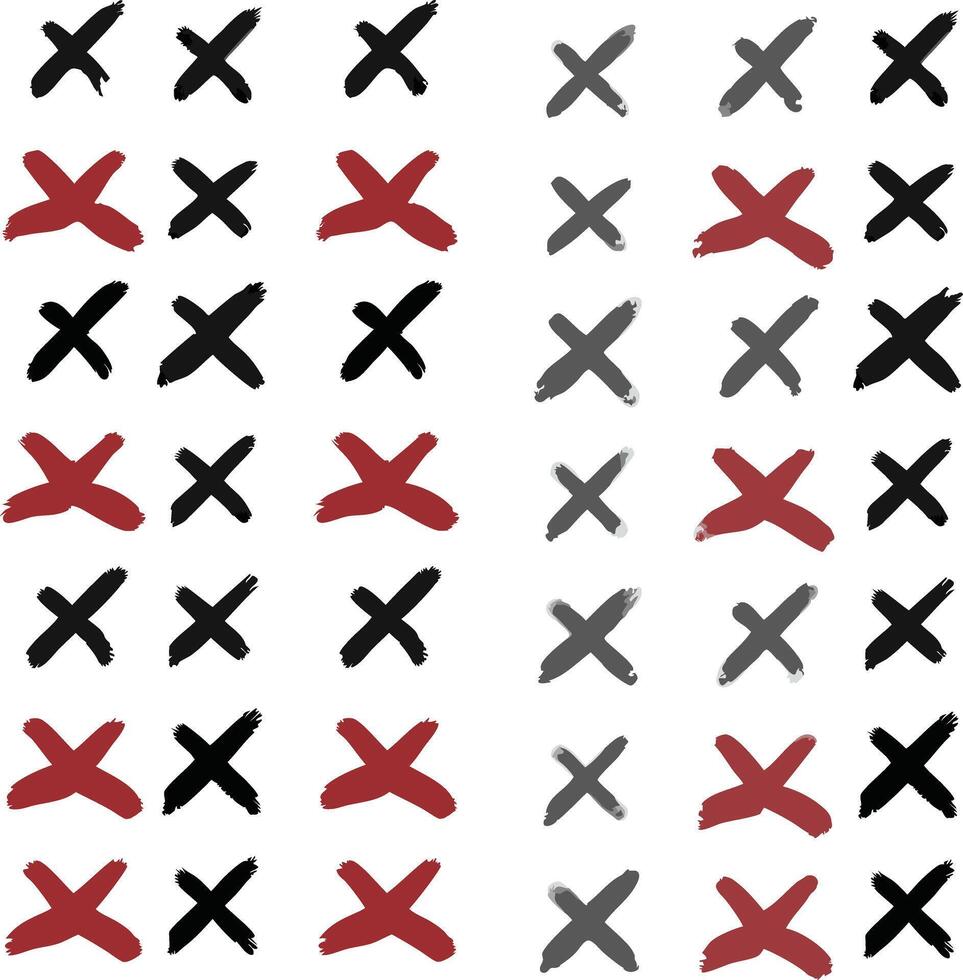Abstract X Marks in Red, Black, and Grey vector