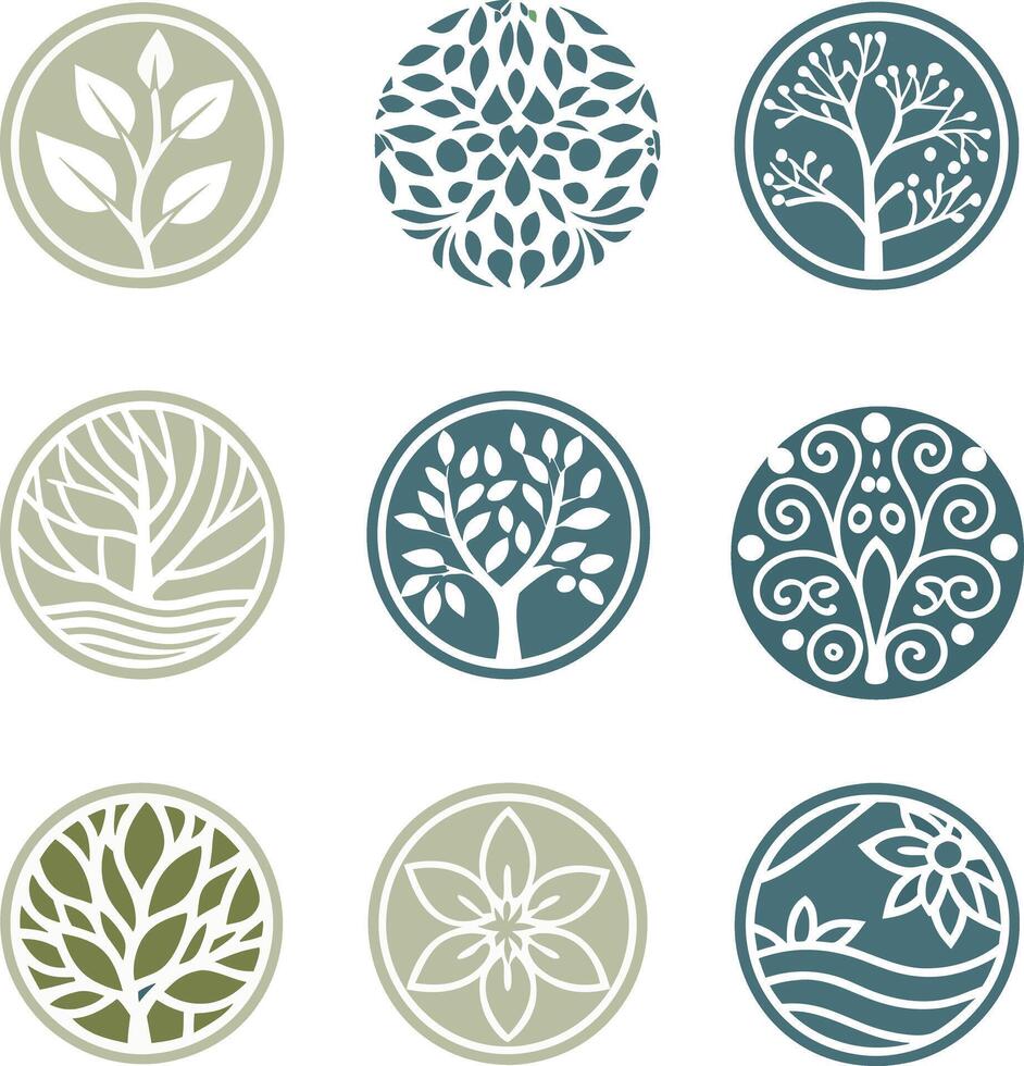 Set of Elegant, NatureInspired Graphic Design Elements vector