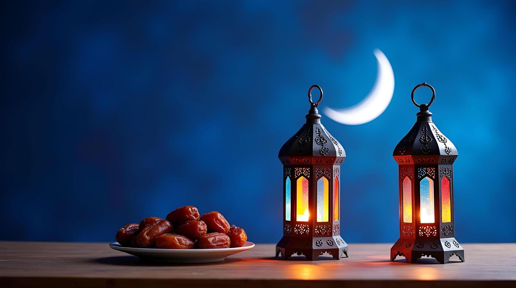 Middle Eastern Ramadan Traditions with Lanterns and Symbolic Dates photo