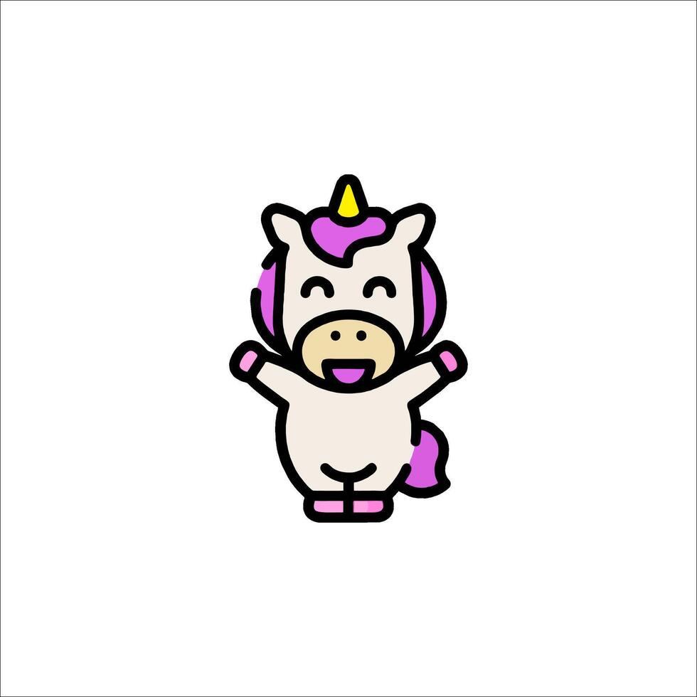 A cartoon unicorn with a pink mane vector