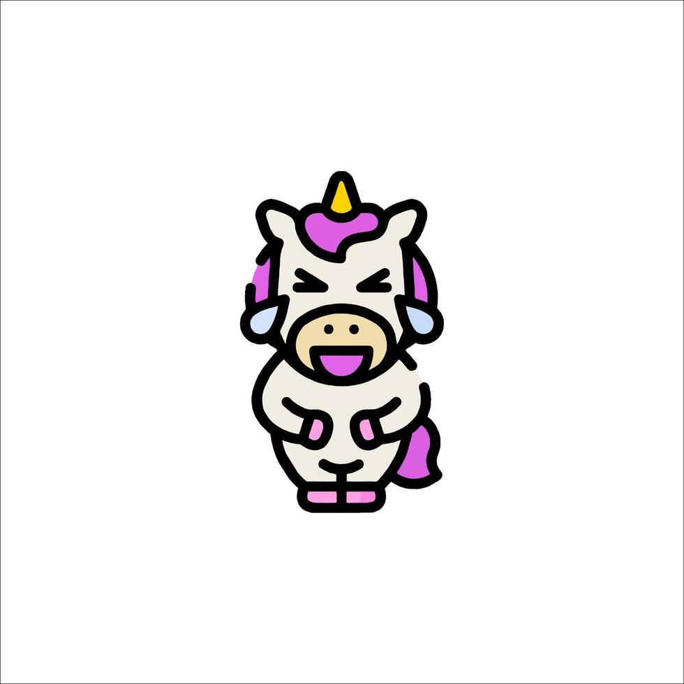 A cartoon unicorn with a purple horn vector