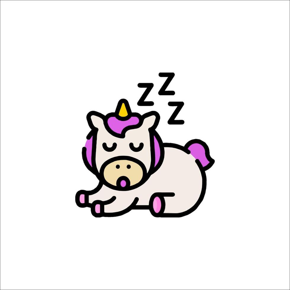 A cartoon unicorn sleeping on a white background vector