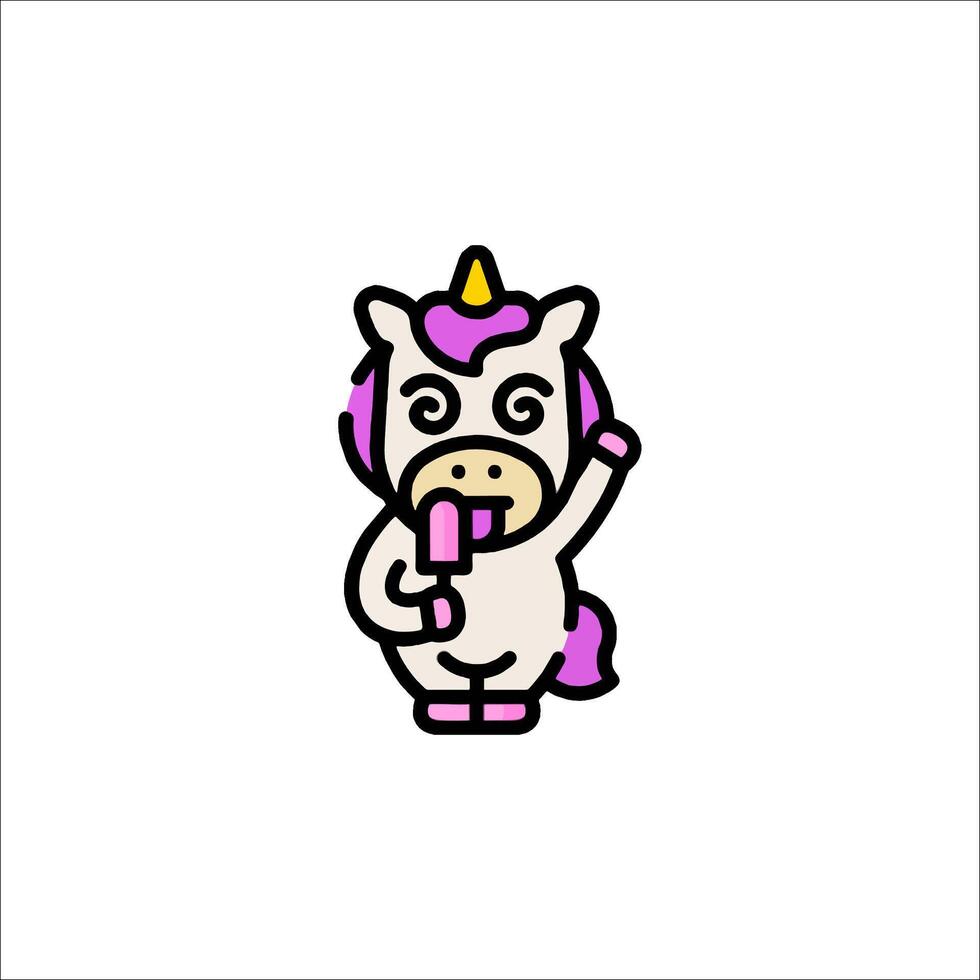 A cartoon unicorn holding a pink lollipop vector