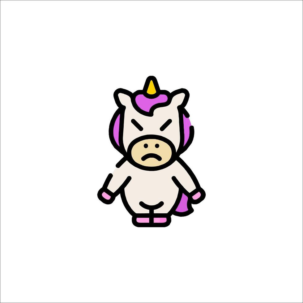 A cartoon unicorn with a purple mane vector