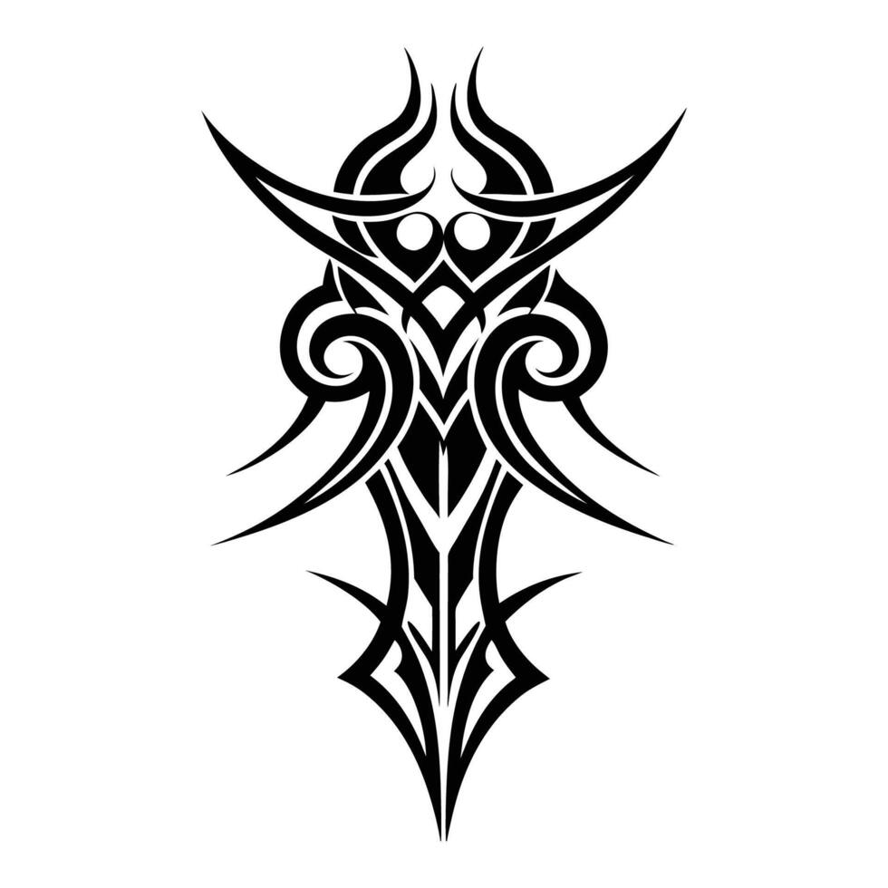 Sharp Tribal Tattoo Motif Unique Abstract Ink Design vector