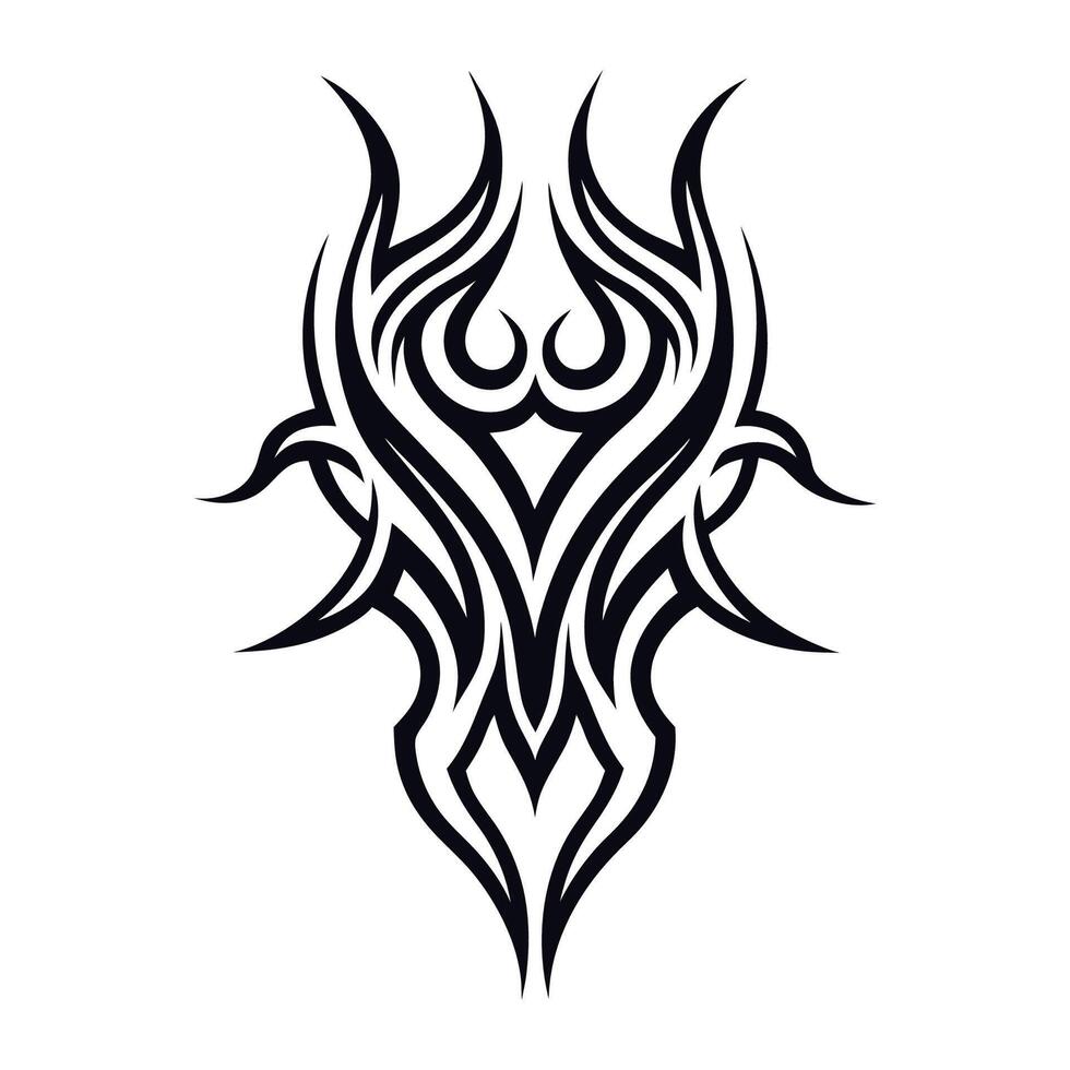 Symmetrical Tribal Tattoo Pattern with Abstract Elements vector