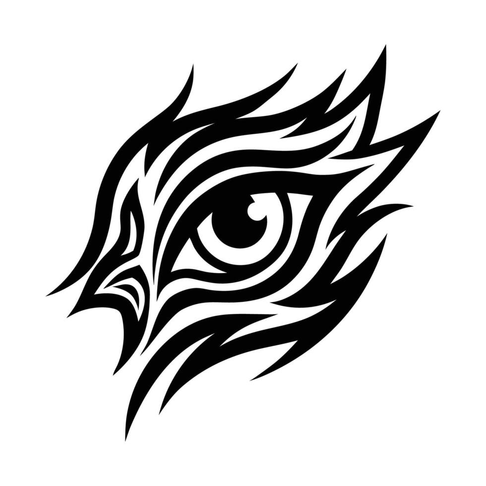 Fierce Tribal Eye Tatto Bold Black Ink Design vector