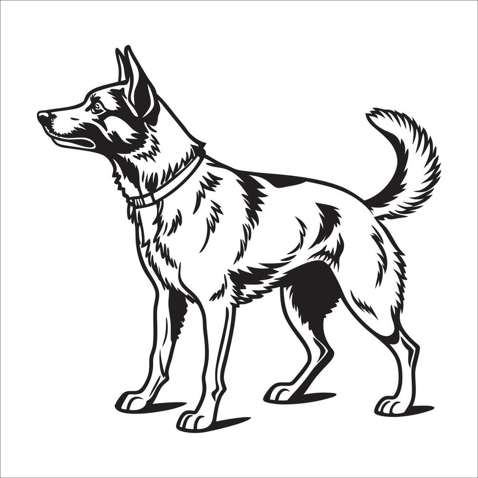 Dog silhouette on white background. black dog isolated on white background. cutout dog. hand drawn design. vector