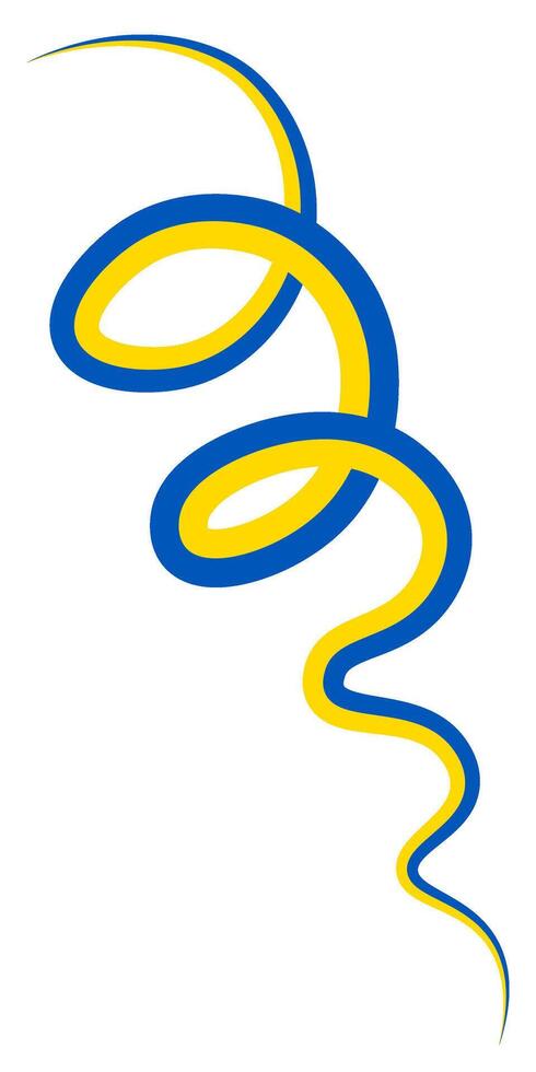 Twisted serpentine ribbon in the colors of the Ukrainian flag, isolated on a transparent background. Design element for the Independence Day of Ukraine. illustration. vector