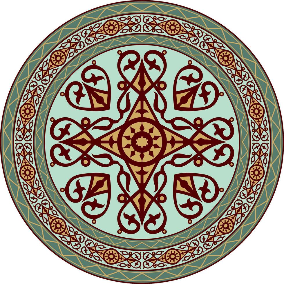 colored round Yakut ornament. Endless circle, border, frame of the northern peoples of the East vector