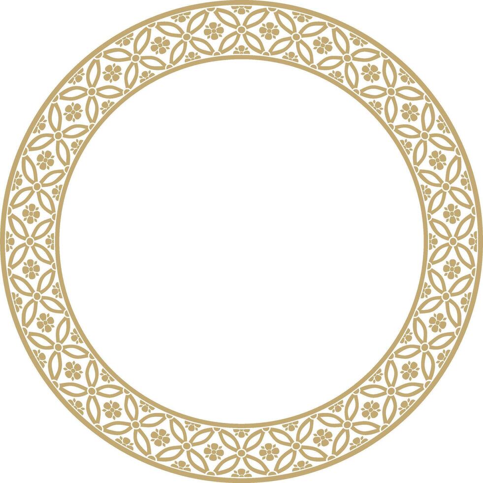 golden Chinese circle, ring, frame. Round ornaments of oriental peoples, korea, taiwan, china, indonesia vector