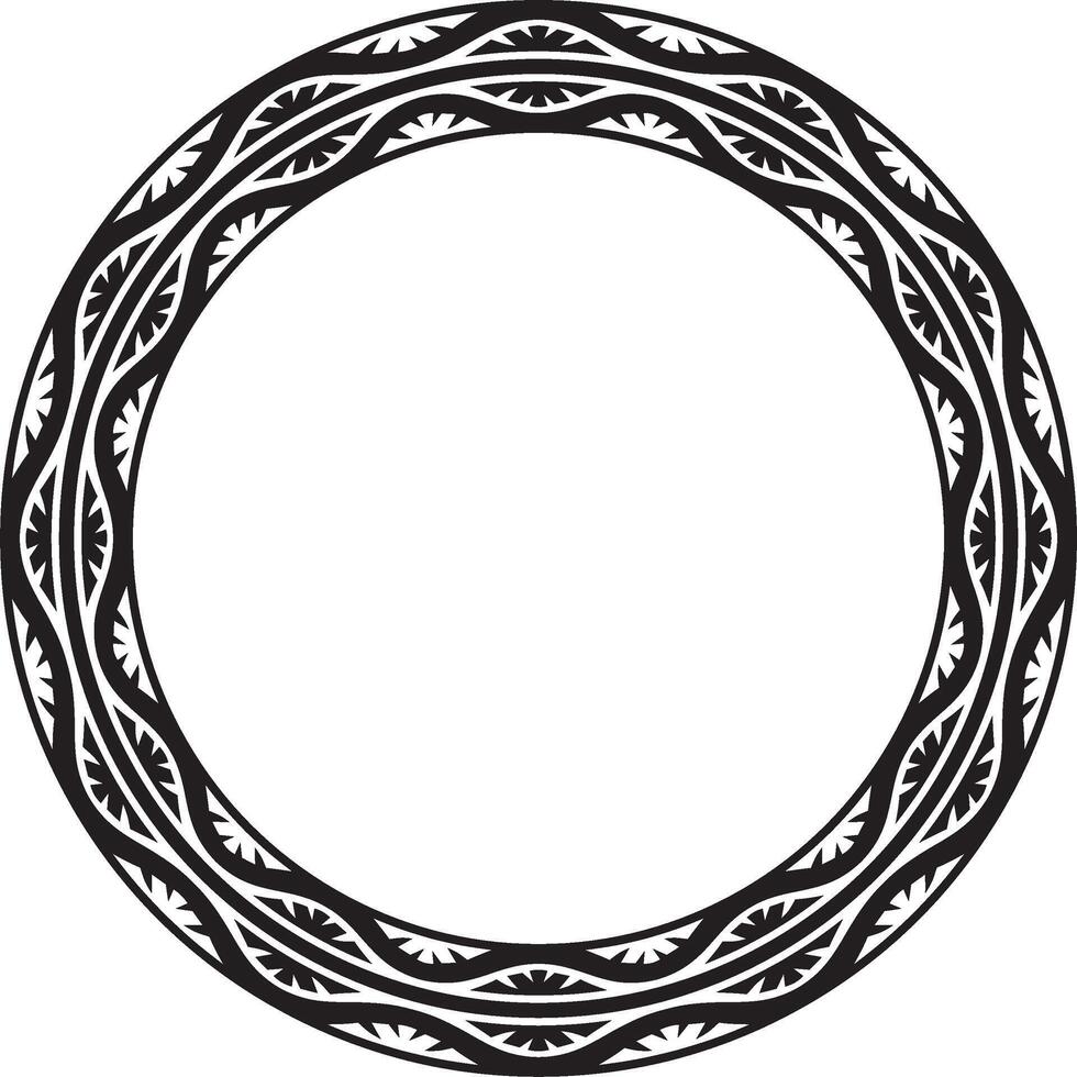 black monochrome round national Indian ornament. Circle, ring, border, ethnic Hindu frame vector