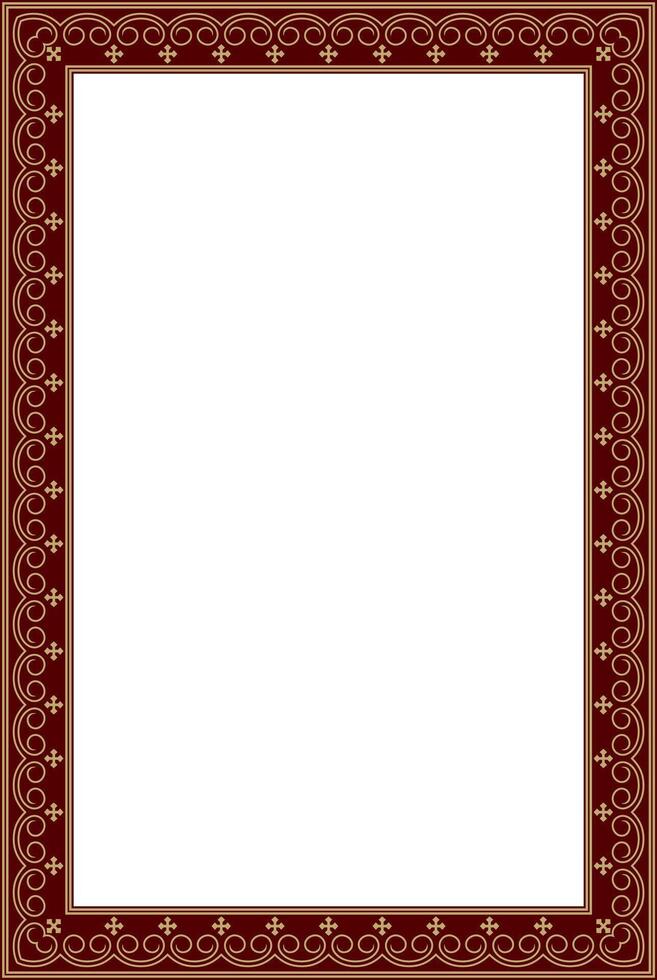 gold and red square Yakut ornament. Infinite rectangle, border, frame of the northern peoples of the East vector