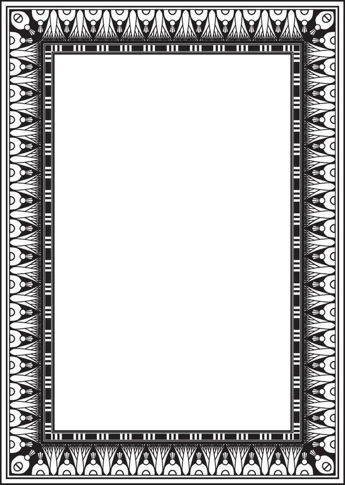 monochrome black square Egyptian ornament. Endless Rectangle, Ring of Ancient Egypt. Geometric African frame vector